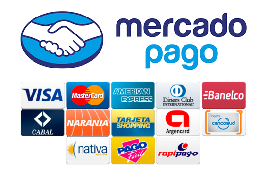Medios de pago aceptados: Mercado Pago, Visa, Mastercard, Cabal, Tarjeta Shopping, Cencosud, Argencard, Provincia NET, Link, Banelco, Rapipago, Pago Fácil